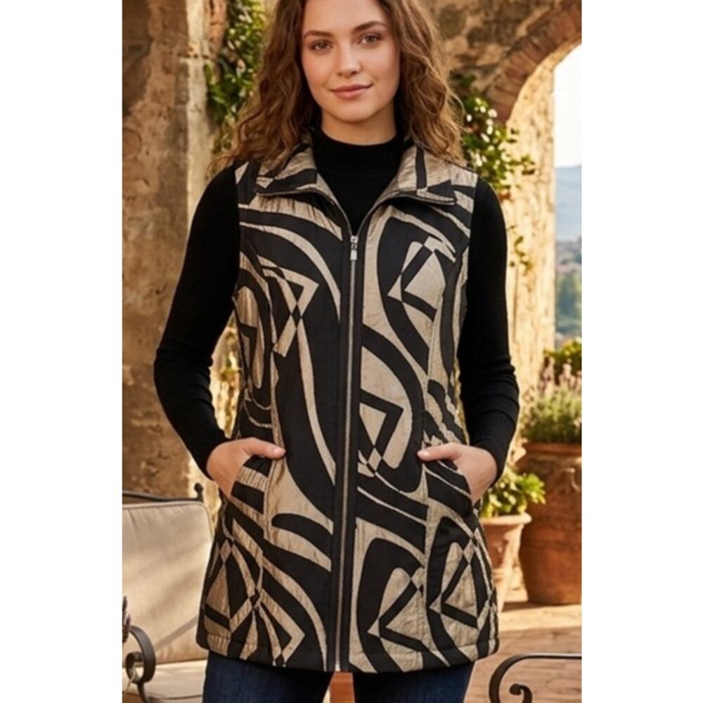 Sydney geometric print quilted style vest